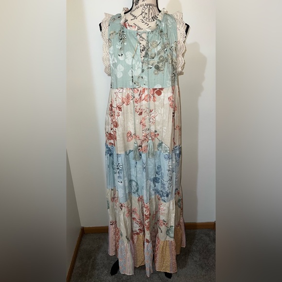 DAVI & DANI Dresses & Skirts - DAVI & DANI Patchwork Petal Floral Tiered Dress/Boho/Cottagecore/NWT Size Small